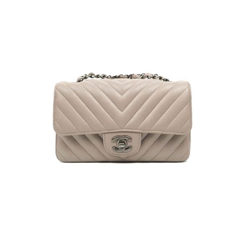 18b chanel chevron|Chanel Chevron Mini Rectangular Flap Taupe Grey Calfskin .